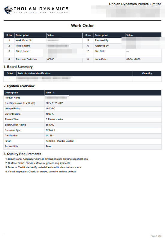 The document Forge Epic generated for Work Order