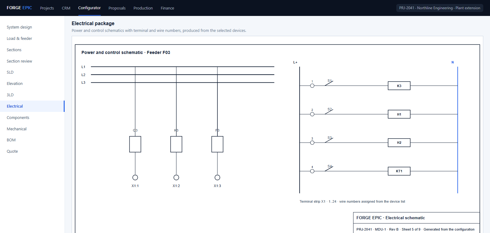 Forge Epic configurator, Electrical