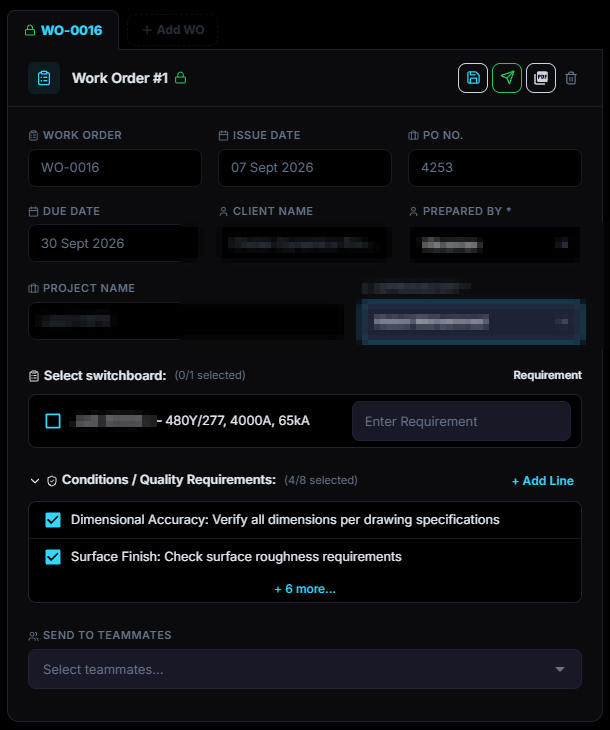 Forge Epic, Work Order