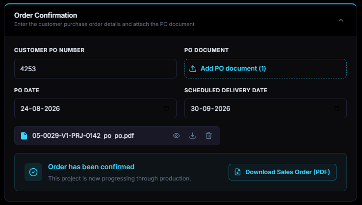 Forge Epic, Order Confirmation